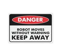 SUJN ART Danger Robot Moves Without Warning Keep Away Sign Warning Tin Sign Home Kitchen Farm Garden Garage Wall Decor 12X8Inch