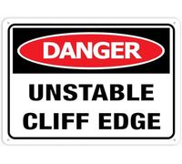 SUJN ART Danger Unstable Cliff Edge Signs Outdoor, Uv Printed Aluminum 12 X 8 In, Weatherproof And Security Signs For Home Or Business