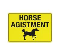 SUJN ART Horse Agistment Bright Yellow Sign Signs Outdoor, Uv Printed Aluminum 12 X 8 In, Weatherproof And Security Signs For Home Or Business