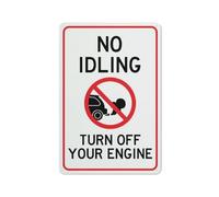 SUJN ART No Idling Turn Off Your Engine Sign 12x8 inch Metal Signs Aluminum Sign Pre-Drilled Holes For Easy Mounting Indoor Or Outdoor Use For Fence Door Or Gate