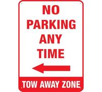 SUJN ART No Parking Any Time Tow Away Zone Left Arrow Sign Outdoor Metal Sign - 12x16 Inches Metal Signs For Business, Workplace, Office, Home, Delivery Signs, Road Signs, Garden Signs