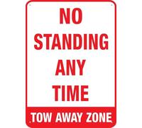 SUJN ART No Standing Any Time Two Away Zone Sign 12x16 Inches Rust Free Aluminum - Uv Protected, Waterproof, Weatherproof And Fade Resistant - 4 Pre-Drilled Holes