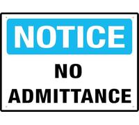 SUJN ART Notice No Admittance 12x16 Inches Metal Sign, Rustproof Aluminum, Multicolor