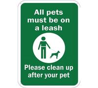SUJN ART Pets Must Leash Please Clean Up After Your Pet 8X12 Inch Rust Free Aluminum Easy To Read & Sturdy Keep Out Outdoor Metal Signs For Home Farm Yard