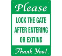 SUJN ART Please Lock The Gate After Entering Or Exiting Sign 12x16 Inches Metal Sign, Rustproof Aluminum, Multicolor
