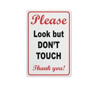 SUJN ART Please Look But Don't Touch Thank You Sign 8X12 Inch Rust Free Aluminum Easy To Read & Sturdy Keep Out Outdoor Metal Signs For Home Farm Yard