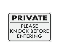 SUJN ART Private Please Knock Before Entering Sign 8X12 Inch Rust Free Aluminum Easy To Read & Sturdy Keep Out Outdoor Metal Signs For Home Farm Yard