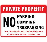 SUJN ART Private Property No Parking No Dumping No Trespassing 8"X12" Rust Free Aluminum Signs Outdoor, Metal Tin Sign For Home, Business, Yard