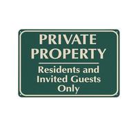 SUJN ART Private Property Residents And Invited Guests Only Sign 12X8 Inches Metal Aluminum Signs, Weather Resistant, Weatherproof, Indoor Or Outdoor