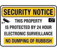 SUJN ART Security Notice This Property Is Protected By 24Hr Electronic Surveillance 8X12 Inch Rust Free Aluminum Easy To Read & Sturdy Keep Out Outdoor Metal Signs For Home Farm Yard