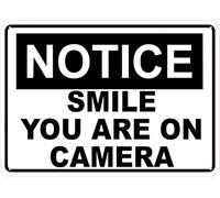 SUJN ART Smile You Re On Camera Outdoor Signs Aluminum 12X8 Inch Uv Ink Printed For House And Business