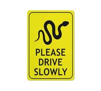 SUJN ART Snakes Please Drive Slowly Bright Yellow Sign 8X12 Inch Rust Free Aluminum Easy To Read & Sturdy Keep Out Outdoor Metal Signs For Home Farm Yard