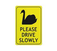 SUJN ART Swans Please Drive Slowly Bright Yellow Sign Outdoor Metal Sign - 12 X 8 Metal Signs For Business, Workplace, Office, Home, Delivery Signs, Road Signs, Garden Signs
