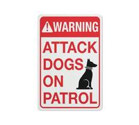 SUJN ART Warning Attack Dogs On Patrol Sign For House 12" X 8" Yard Sign, Premium Aluminum, Sun-Proof, Rust-Free