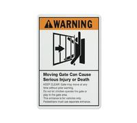 SUJN ART Warning Moving Gate Can Serious Injury Or Death Sign For House 12x16 Inches Yard Sign, Premium Aluminum, Sun-Proof, Rust-Free