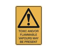 SUJN ART Warning Toxic And Or Flammable Vapours May Be Present Sign 8"X12" Rust Free Aluminum Signs Outdoor, Metal Tin Sign For Home, Business, Yard