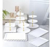 SUJOSAJU Complete 4-Piece Tiered Dessert Stand Set, Includes Cupcake Tower Stands (2-Tier & 3-Tier) Serving Trays - Perfect for Displaying Cakes, Fruits, Macarons & Cookies at Events