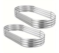 SUJOSAJU Heavy Duty Galvanized Planter Box 2 Pack Metal Raised Beds Outdoor Gardening Vegetables Flowers