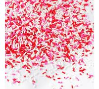 Sujoygar Valentines Sugar Strands, 130g Red Pink White Cake Sprinkles for Cupcake Topper Cake Decorations On Valentines Themed Love Girl Party