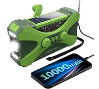 Sujurio 10000MAh Emergency Radio, Solar Hand Crank Radio, Portable Radio with Phone Charger, LED Flashlight Green