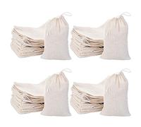 Sujurio 200 Pack Cotton Muslin Bags Sachet Bag Multipurpose Drawstring Bags for Tea Jewelry Wedding Party Favors Storage (4 x 6 Inches)