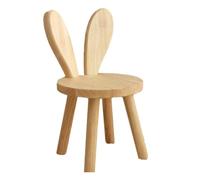 Sujurio Small Board Stool, Cute Ears Solid Wood Small Stool, Decorative Stool Children Chair