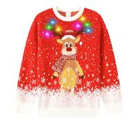 Sukabala Boys Girls Ugly Christmas Sweater Kids LED Light Up Ugly Sweaters for 7-14 Years, Red, 5-6 Years