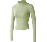 Sukany Women's Slim Fit Lightweight Athletic Full Zip Stretchy Workout Running Track Jacket with Thumb Holes Green M
