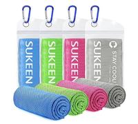 Sukeen 4 Pack Cooling Ice Towel (40"x12"), Soft Breathable Chilly Microfiber for Yoga, Pilates, Golf, Sport, Gym, Workout, Camping, Fitness, Football