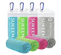 Sukeen 4 Pack Cooling Towel (40"x12"), Ice Microfiber Chilly Towel, Fast Drying for Yoga, Pilates, Golf, Sport, Gym, Workout, Camping, Fitness