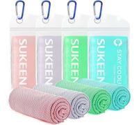 Sukeen 4 Pack Cooling Towel (40''x12'') Sweat，Quick-Drying Neck Cooling Wraps，Soft & Breathable Chilly Sports Towel Yoga，Sport，Running，Cooking，Macaron Pink/Macaron Blue/Lavender/Mint Green，4pcs