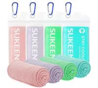 Sukeen 4 Pack Cooling Towel (40''x12'') Sweat，Quick-Drying Neck Cooling Wraps，Soft & Breathable Chilly Sports Towel Yoga，Sport，Running，Cooking，Macaron Pink/Macaron Blue/Lavender/Mint Green，4pcs