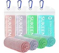 Sukeen 4 Pack Cooling Towel (40''x12'') Sweat，Quick-Drying Neck Cooling Wraps，Soft & Breathable Chilly Sports Towel Yoga，Sport，Running，Cooking，Macaron Pink/Macaron Blue/Lavender/Mint Green，4pcs