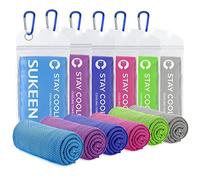 Sukeen 6 Pack Cooling Towels (40"x12"), Microfiber, Multicolor (Blue, Purple, Dark Blue, Pink, Green, Grey), Sports & Exercise, Fever Relief