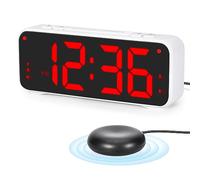 Sukeen Alarm Clock, Alarm Clock for Heavy Sleepers, Vibrating Loud Clock - 6.5" Display, 4 Level Dimmer, 3 Vibrating Modes, 3 Volume Levels, Dual Alarm & 4 Wake-up Modes - Red Digit
