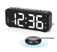 Sukeen Alarm Clock, Vibrating Alarm Clock for Heavy Sleepers, Loud Digital Clock - 6.5" Display, 4 Level Dimmer, 3 Vibrating Modes, 3 Volume Levels, Dual Alarm & 4 Wake-up Modes - White Digit
