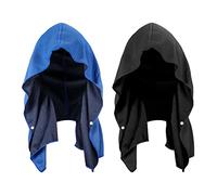 Sukeen Cooling Hoodie Towel for Men, Cooling Towels for Neck and Face UV Protection, Quick Drying Absorbent Sport Workout Camping Cycling Cooling Towel, Cooling Neck Wraps(2 Pack Black Royal Blue)