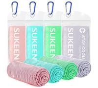 Sukeen Cooling Towel, 4 Pack Cooling Towels for Neck, Soft Breathable Microfibre Sweat Towel, Stay Cool Ice for Gym Workout Yoga Golf Running Camping(40''x12'')