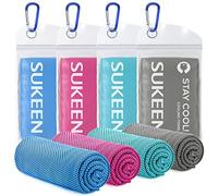 Sukeen Cooling Towel 4 Pack, Instant Ice Cool Down Towel for Neck & Face, UV Protection Breathable Microfiber Cool Towel, Reusable for Golf Running Gym Camping Hiking Outdoor Sports Daily Use