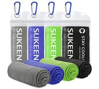 Sukeen Cooling Towel 4 Pack - Stay Cool Ice Towels for Neck, Gym - Men Women (Blue/Dark Gray/Green/Black)