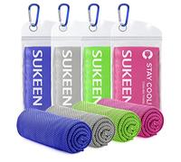 Sukeen Cooling Towel 4 Pack - Stay Cool Ice Towels for Neck, Gym, Men, Women (Dark Blue/Green/Pink/Grey)