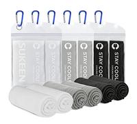 Sukeen Cooling Towel Gym 6pcs (40''x12''), Quick Dry Fitness Ice Golf Yoga Sports Towels for Neck and Face,Cool Instant, 2-black+2-grey+2-white