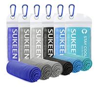 Sukeen Cooling Towels 6 Pack, Microfibre Cool Towel, Quick Dry Towel Cold Chilly Towels, Soft Ice (40''x12''), Dark Blue/Dark Gray/Gray/Black/Light Blue/Lake Blue