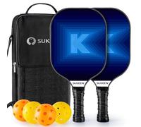 Sukeen Pickleball Set of 2, Pickleball Rackets with Fibreglass Surface and Polypropylene Honeycomb Core, 4 Pickleballs & Portable Bag, Lightweight Pickleball Paddles Set for Beginners