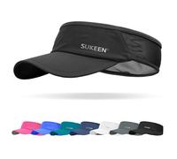 Sukeen Sports Sun Visor Men Women Lightweight Packable Cooling Stretchy Visor Hat for Running, Tennis, Golf, Black, One size