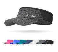 Sukeen Sports Sun Visor Men Women Lightweight Packable Cooling Stretchy Visor Hat for Running, Tennis, Golf Black/Grey, Black/Grey, One size