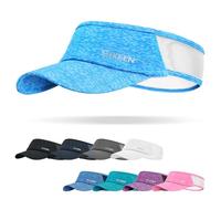 Sukeen Sports Sun Visor Men Women Lightweight Portable Cooling Stretchy Visor Hat for Running, Golf, Daily Wear, Light Blue, One size