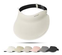 Sukeen Sun Visor Cap for Women, Soft One-Piece Design Sun Visor Hat, UV Protection Running Visor with Metal Adjustable Buckle, Wide Brim, Cool Touch, for Golf, Walking Dog, Fishing Off-White