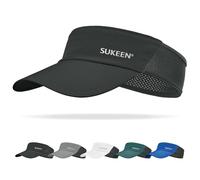 Sukeen Sun Visor Hat for Men Large Head Lightweight Cooling Stretchy Visor Hat for Running, Tennis, Golf, Daily Wear, Black, One size