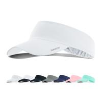 Sukeen Unisex-Adults White Visor Cap, Cooling Stretchy Visor with Sweatband Adjustable Sun Protection UPF50, One Size Fits Most, 55-60cm, Summer, Tennis, Golf, Running